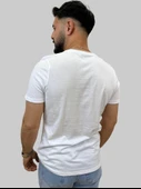 Erkek Astrology Sıfır Yaka Basic Beyaz Tişört - 6