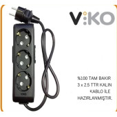 VİKO 3 LÜ 3X2.5 UZATMA SEYYAR KABLO 15 METRE - 1