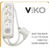 VİKO 3 LÜ 3X2.5 UZATMA SEYYAR KABLO 12 METRE - 1