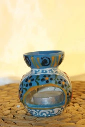 Buhardanlık Seramik El İşi Çini Motifli Buhurdanlık Mini Mavi thumbnail 2
