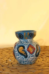 Buhardanlık Seramik El İşi Çini Motifli Buhurdanlık Mini Mavi thumbnail 3