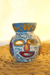 Buhardanlık Seramik El İşi Çini Motifli Buhurdanlık Mini Açık Mavi thumbnail 1