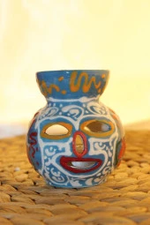 Buhardanlık Seramik El İşi Çini Motifli Buhurdanlık Mini Açık Mavi thumbnail 2