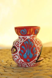 Buhardanlık Seramik El İşi Çini Motifli Buhurdanlık Mini Oranj thumbnail 5