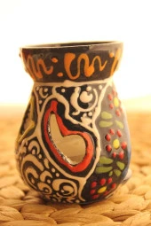 Buhardanlık Seramik El İşi Çini Motifli Buhurdanlık Mini Siyah - 1