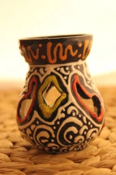 Buhardanlık Seramik El İşi Çini Motifli Buhurdanlık Mini Siyah - 4