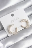 Pirinç Gold Renk Zirkon Taşlı Kadın Küpe - TJ-BKP8509 - 1