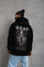 Erkek Baskılı Kapüşonlu Sweat - Siyah thumbnail 3