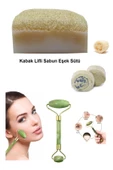 3'lü Doğal Set Kabak Lifli Eşek Sütlü Sabun Peeling Sivilce Kararma Leke Ruşur Taşı Yüz Masaj Aleti - 1