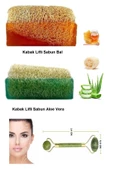 3'lü Set Doğal Kabak Lifli Aloe Vera Özlü Kabak Lifli Ballı Sabun Çift Taraflı Yüz Masaj Aleti - 1