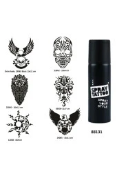 Güçlü Erkek Sembolleri Spray Tattoo Geçici Dövme Yapma Seti Dark Siyah - 1