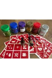 Mega Simli Dövme Seti 2 Adet Glitter Tattoo 100 şablon 6 adet büyük sim hediyeli thumbnail 1