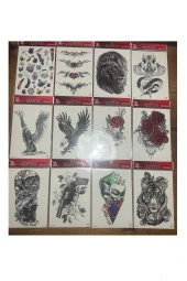 12 Adet Büyük Boy Yapıştırma Geçici dövme Seti Seri4 thumbnail 1