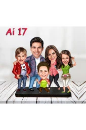 Özcan Tasarım Kişiye Özel Ahşap Biblo - Aile Karikatür Biblo - 5 Kişilik Aile Biblo 3 thumbnail 1