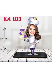 Özcan Tasarım Kişiye Özel Ahşap Biblo - Aşçı Kadın Karikatür Biblo 10 thumbnail 1