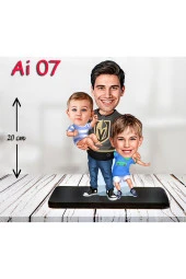 Özcan Tasarım Kişiye Özel Ahşap Biblo - Aile Karikatür Biblo - 3 Kişilik Aile Biblo 4 thumbnail 1