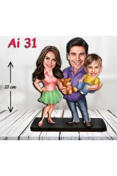 Özcan Tasarım Kişiye Özel Ahşap Biblo - Aile Karikatür Biblo - 3 Kişilik Aile Biblo 11 thumbnail 1