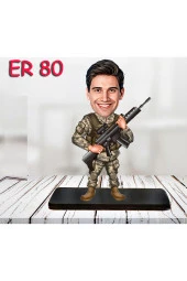 Özcan Tasarım Kişiye Özel Ahşap Biblo - Erkek Asker Karikatür Biblo 5 thumbnail 1