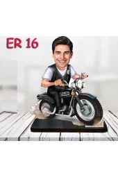 Özcan Tasarım Kişiye Özel Ahşap Biblo - Motor Kullanan Erkek Karikatür Biblo thumbnail 1