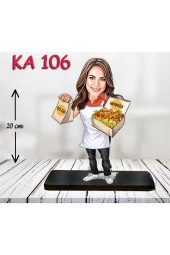 Özcan Tasarım Kişiye Özel Ahşap Biblo - Aşçı Kadın Karikatür Biblo 12 thumbnail 1