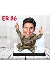 Özcan Tasarım Kişiye Özel Ahşap Biblo - Erkek Asker Karikatür Biblo 11 thumbnail 1