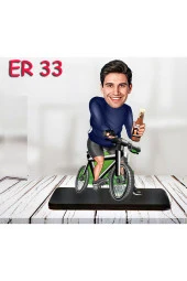 Özcan Tasarım Kişiye Özel Ahşap Biblo - Bisiklet Kullanan Erkek Karikatür Biblo 3 thumbnail 1