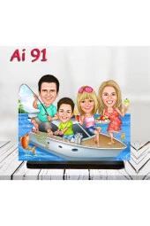 Özcan Tasarım Kişiye Özel Ahşap Biblo - Aile Karikatür Biblo - 4 Kişilik Aile Biblo 40 thumbnail 1