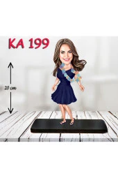 Özcan Tasarım Kişiye Özel Ahşap Biblo - Süslü Kadın Karikatür Biblo 30 thumbnail 1