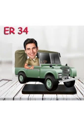 Özcan Tasarım Kişiye Özel Ahşap Biblo - Araba Kullanan Erkek Karikatür Biblo thumbnail 1