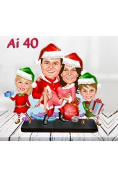 Özcan Tasarım Kişiye Özel Ahşap Biblo - Aile Karikatür Biblo - 4 Kişilik Aile Biblo 13 thumbnail 1