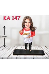 Özcan Tasarım Kişiye Özel Ahşap Biblo - Aşçı Kadın Karikatür Biblo 13 thumbnail 1