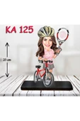 Özcan Tasarım Kişiye Özel Ahşap Biblo - Bisiklet Kullanan Kadın Karikatür Biblo thumbnail 1