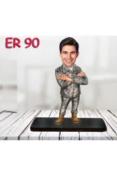 Özcan Tasarım Kişiye Özel Ahşap Biblo - Erkek Asker Karikatür Biblo 15 thumbnail 1