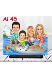 Özcan Tasarım Kişiye Özel Ahşap Biblo - Aile Karikatür Biblo - 4 Kişilik Aile Biblo 16 thumbnail 1