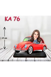 Özcan Tasarım Kişiye Özel Ahşap Biblo - Araba Kullanan Kadın Karikatür Biblo thumbnail 1