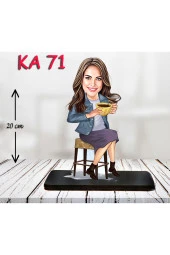 Özcan Tasarım Kişiye Özel Ahşap Biblo - Aşçı Kadın Karikatür Biblo 6 thumbnail 1