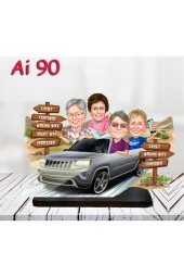 Özcan Tasarım Kişiye Özel Ahşap Biblo - Aile Karikatür Biblo - 5 Kişilik Aile Biblo 13 thumbnail 1