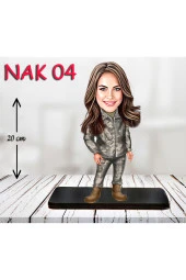 Özcan Tasarım Kişiye Özel Ahşap Biblo - Kadın Asker Karikatür Biblo 4 thumbnail 1