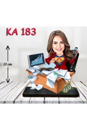 Özcan Tasarım Kişiye Özel Ahşap Biblo - Masa Başı Karikatür Biblo - Kadın Biblo 10 thumbnail 1