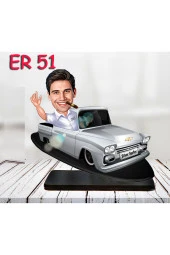 Özcan Tasarım Kişiye Özel Ahşap Biblo - Araba Kullanan Erkek Karikatür Biblo 18 thumbnail 1