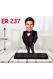 Özcan Tasarım Kişiye Özel Ahşap Biblo - Takım Elbiseli Erkek Karikatür Biblo 27 thumbnail 1