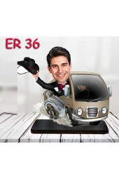 Özcan Tasarım Kişiye Özel Ahşap Biblo - Araba Kullanan Erkek Karikatür Biblo 3 thumbnail 1