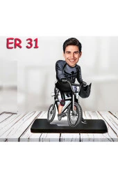 Özcan Tasarım Kişiye Özel Ahşap Biblo - Bisiklet Kullanan Erkek Karikatür Biblo thumbnail 1