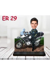 Özcan Tasarım Kişiye Özel Ahşap Biblo - Motor Kullanan Erkek Karikatür Biblo 14 thumbnail 1