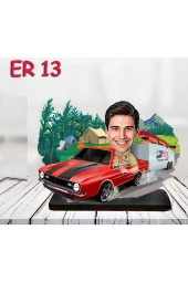 Özcan Tasarım Kişiye Özel Ahşap Biblo - Araç Kullanan Erkek Karikatür Biblo 13 thumbnail 1