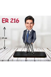 Özcan Tasarım Kişiye Özel Ahşap Biblo - Takım Elbiseli Erkek Karikatür Biblo 6 thumbnail 1