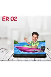 Özcan Tasarım Kişiye Özel Ahşap Biblo - Araç Kullanan Erkek Karikatür Biblo 2 thumbnail 1