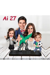 Özcan Tasarım Kişiye Özel Ahşap Biblo - Aile Karikatür Biblo - 4 Kişilik Aile Biblo 10 thumbnail 1