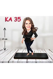 Özcan Tasarım Kişiye Özel Ahşap Biblo - Takım Elbiseli Kadın Karikatür Biblo 7 thumbnail 1