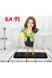 Özcan Tasarım Kişiye Özel Ahşap Biblo - Takım Elbiseli Kadın Karikatür Biblo 14 thumbnail 1